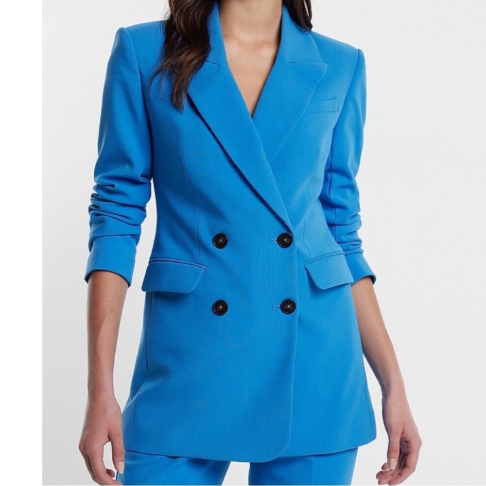 Express Vibrant Blue Boyfriend Blazer